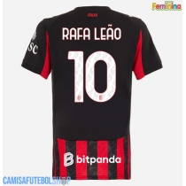 Camisa de time de futebol AC Milan Rafael Leao #10 Replicas 1º Equipamento Feminina 2025-26 Manga Curta